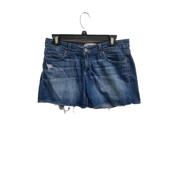 PAIGE Shorts Womens‎ 25 Denim Medium Wash Zip Front Jimmy Jimmy Raw Hem - Picture 1 of 4